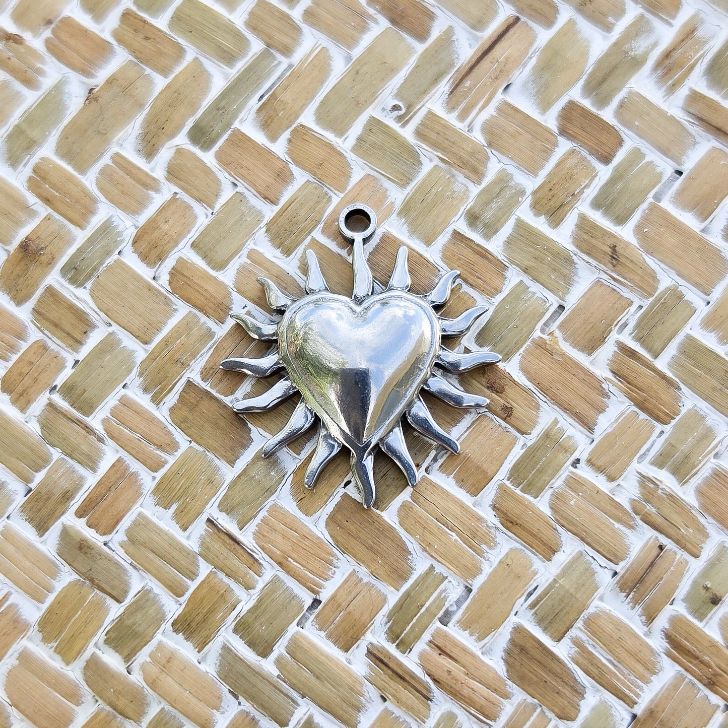 Flaming Heart Charm Silver