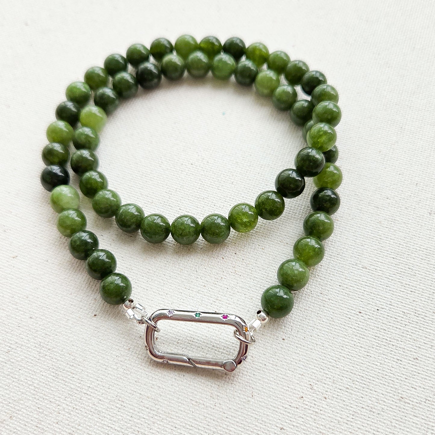 Charlotte Necklace Olive - Silver