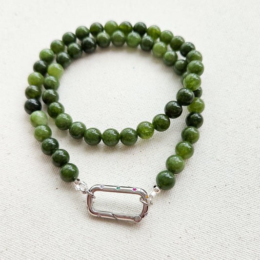 Charlotte Necklace Olive - Silver